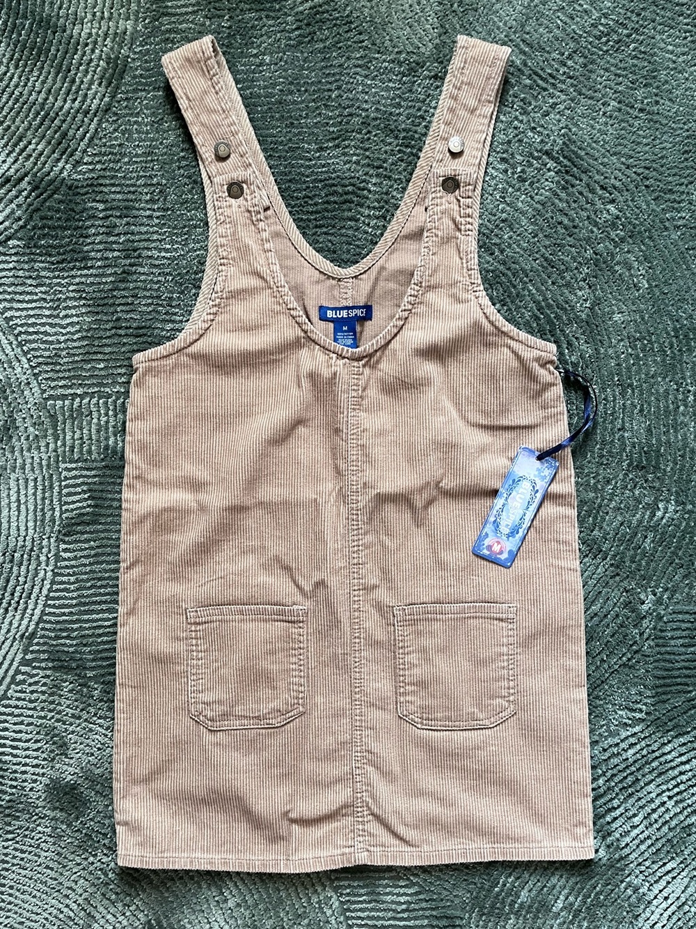 NWT- caramel-colored corduroy overall dress